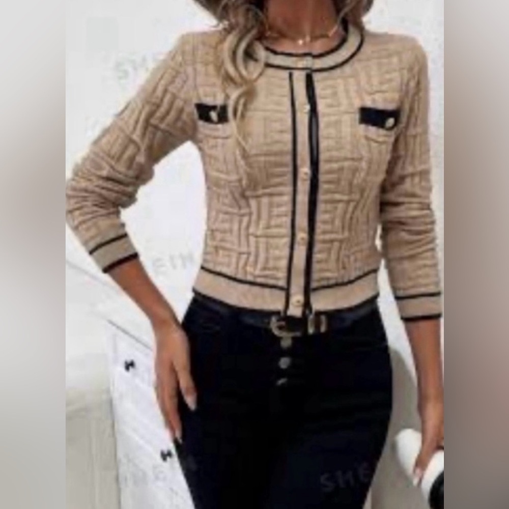 Contrast Binding Cardigan
